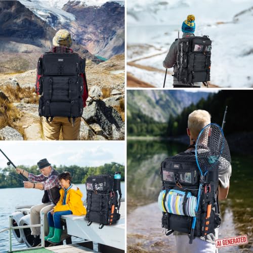 Fishing Tackle Backpack with Cooler (Black (Only Bag, Without Tackle Box))