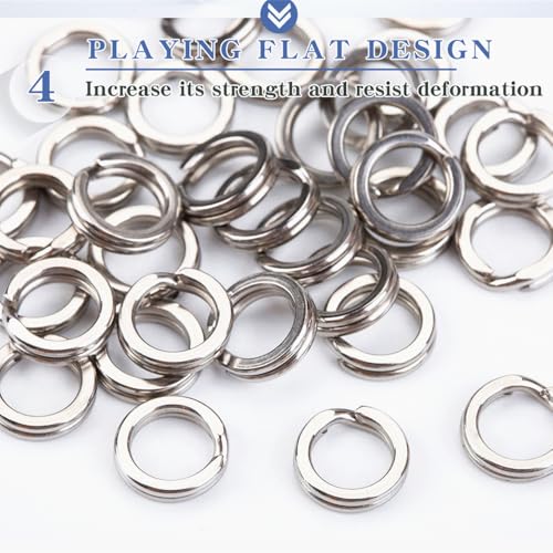 200PCS Heavy Duty Stainless Steel Split Rings Double Fishing Lure Rings (Silver)