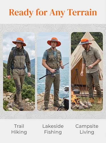 Wide Brim Sun Hat for Men Women (One Size / Orange & Grey)