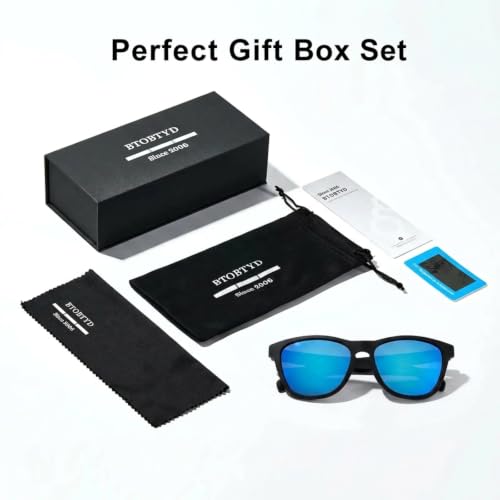 Polarized Sunglasses for Women and Men (Black Frame/Ice Blue Lens)