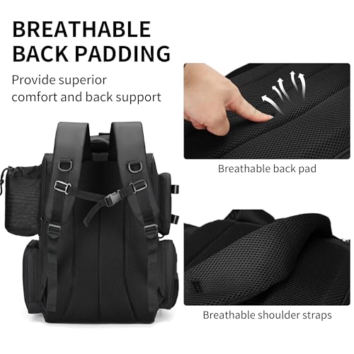 Fishing Tackle Backpack with Rod Holders (Black)