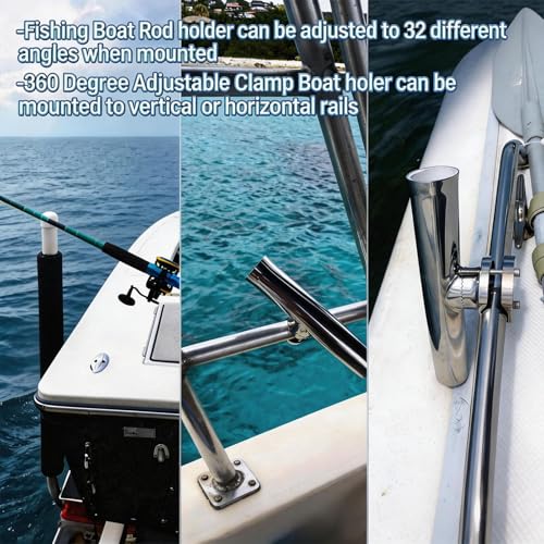 316 Stainless Rail Mount Pole Holder for Boat (Rail 0.55"-1.1")