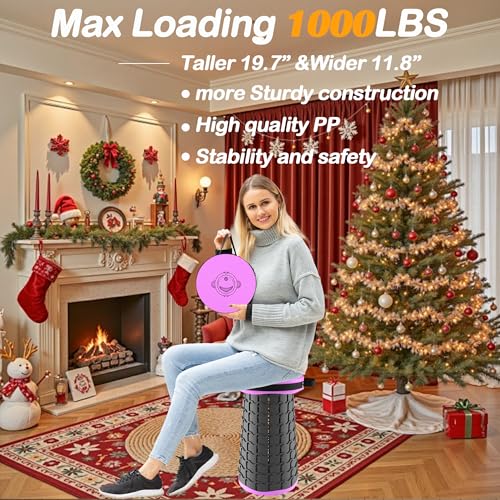 2026 Upgraded XXL 19.7" Collapsible Stool with Cushion (Purple-xxl / XX-Large)