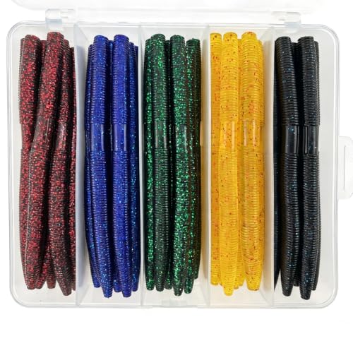 40PCS 5.5" Senko Worms for Bass Fishing Kit