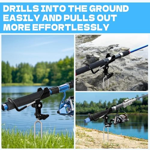 Fishing Rod Holders for Bank Fishing (Black -2 Pack)