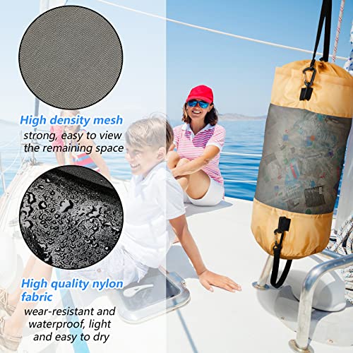 2 Pack Boat Trash Bag Mesh Garbage Holder (Khaki, Blue)