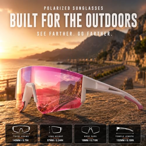 3 Pack Polarized Sports Sunglasses UV400 (A4-black+white Blue+white Pink)