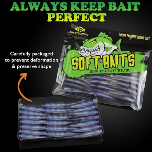 Soft Plastic Baits Forked Tail Fishing Soft Bait for Bass Walleye Trout Crappie Lures Purple Pearl (Purple Pearl / 3in-40pcs)