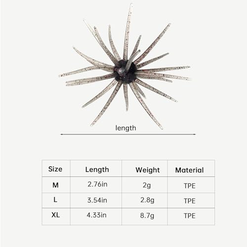 20 PCS Urchin Baits for Bass Fishing (Flashing brown / L-3.54inch(20PCS))