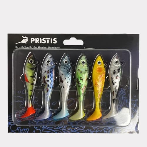 6 pcs Jig Head Soft Fishing Lures (6 pcs Paddle Tail Soft Lures)