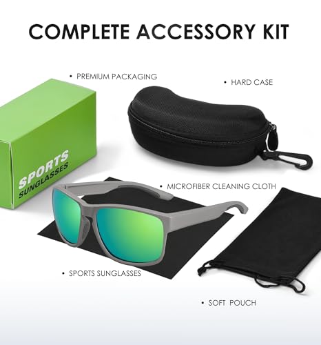 Polarized Sunglasses for Men and Women (C03- Frame: Matte Gray / Lens: Chartreuse)