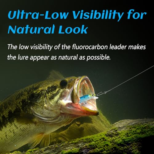 Fishing Fluorocarbon Leader with Crane Swivel and Snaps (20LB, 8" / Clear Fluoro Leader(24Pack))