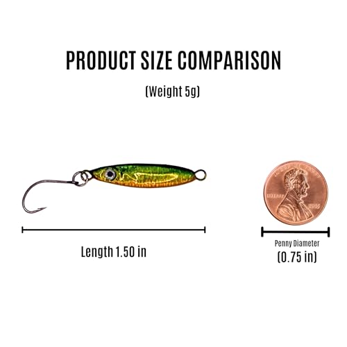 5 - Pack - Spoon Lure, Jigging Lure, Vertical Jigging, Ice Fishing, Freshwater Fishing, Great for Crappie, Sunfish, Perch, Walleye, and Pike - Metal (Medium / 5g) (medium / 5g)