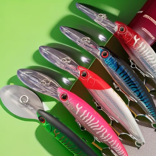 Long Lip Deep Diving Sinking Trolling Minnow (Red Head / 4.13oz/7.87")