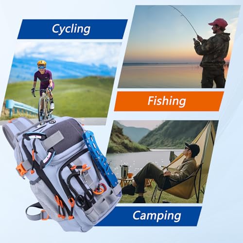 Fishing Backpack Tackle Storage Bag with 2 Tackle Boxes (Grey / Sling Bag With 2 Tackle Boxes)