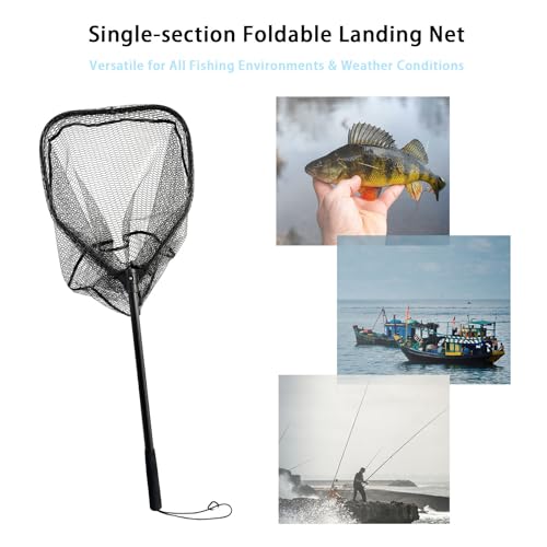 Large Fishing Net (44.8in) with Telescoping Handle Folding Fish Trout Net Landing Net Catfish Kayak Fishing Gifts for Men (XWJ-02)