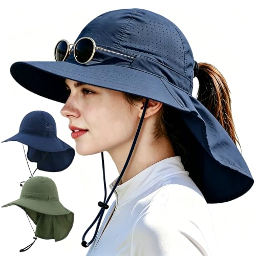 2Pack Sun Hat for Men Women with Neck Flap