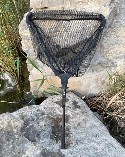 Fishing Net Rubber Coated Foldable & Lightweight Landing Net (Hoop Size: 16''(Black))
