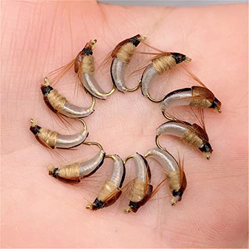 24Pcs Fly Fishing Flies Trout Lures Fishing Tackle Fly Fishing Flies with Boxed Trout Bass Artificial Fish Bait (24Pcs-Scud Nymph Black)