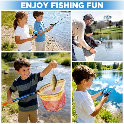 Kids Fishing Pole (Blue (with Fishing Net) / 5FT / 1.5M)