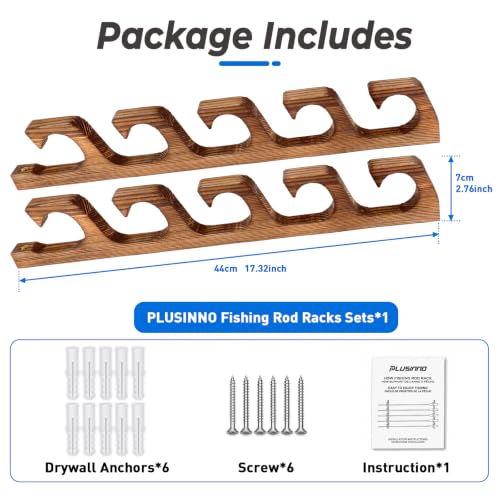 H5W Solid Wood Fishing Rod Holder (Dark Brown / 2packs holds up 10 rods)