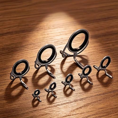 Fishing Rod Guide Replacement Kit 8‑Size for Fishing Rod Repair (Gunmetal Casting guides kit)