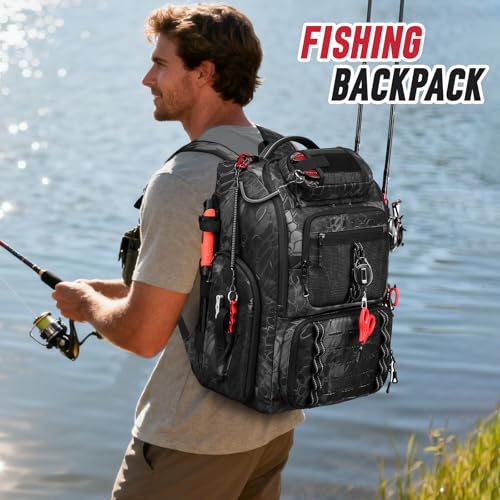 Fishing Tackle Backpack (B-Black Camo(Without tackle box))