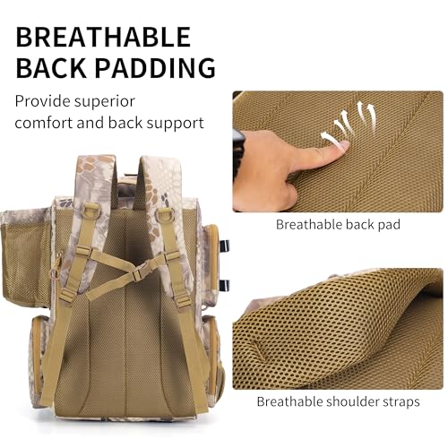 Fishing Tackle Backpack with Rod Holders (Camouflage Khaki)