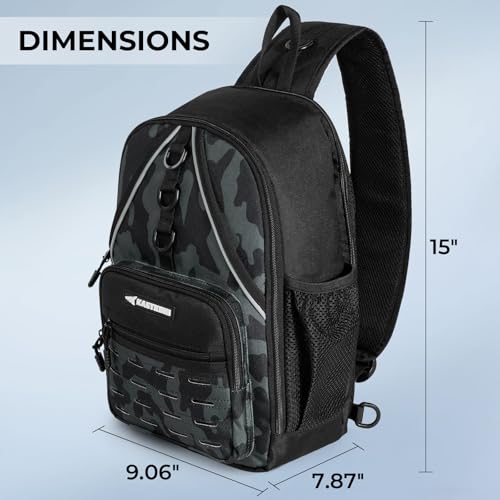 Karryall Fishing Sling Bag With Rod Holder (B: Black Camo)