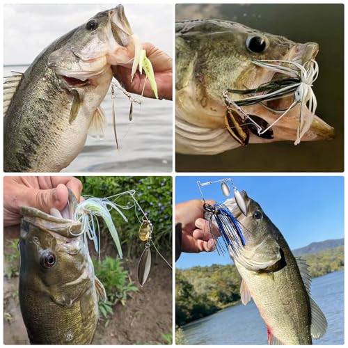 6pcs Fishing Lures Spinner baits for Freshwater and Saltwater (B-6Pcs Spinnerbaits)