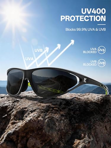 Polarized Sports Sunglasses for Men Women (01 Black)