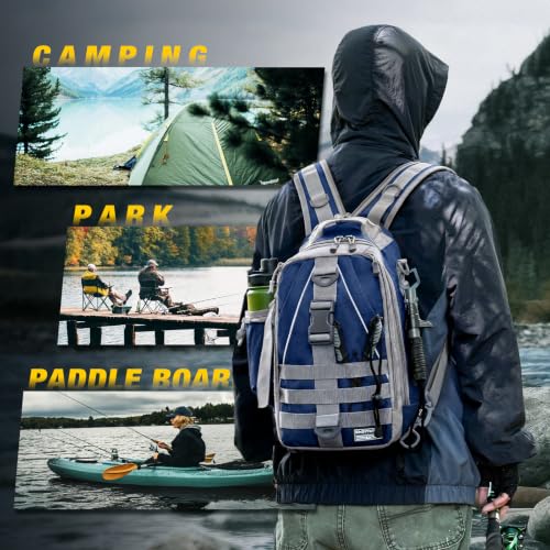 Fishing Backpack with 3600 Tackle Box Fishing Gear Set Tackle Bag (Blue Set)
