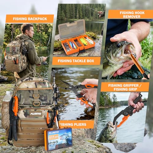 Fishing Gear Fishing Backpack with Fishing Rod (Orange rod)
