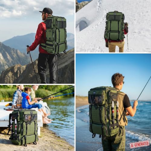 Fishing Tackle Backpack with Cooler (A1:Green(Only Bag,Without Tackle Box))