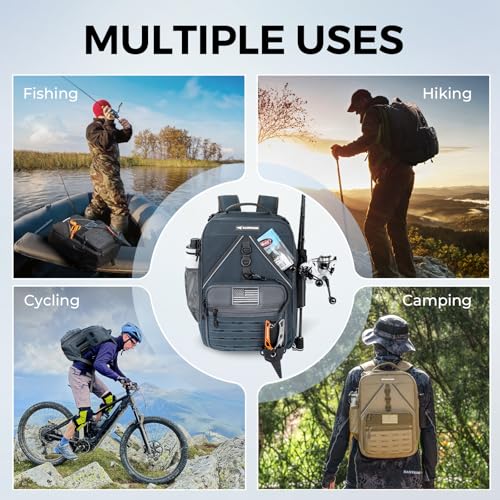 KastMate Fishing Backpack With 2 Rod Holders (E: Dark Gray)