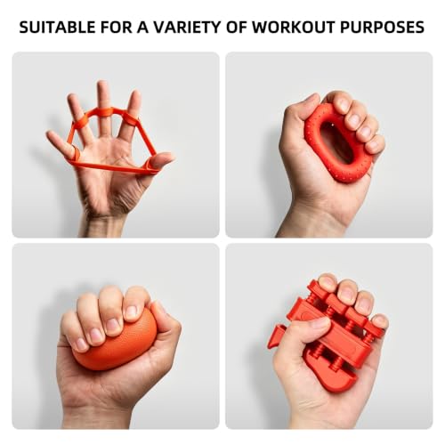 Hand Grip Strengthener Set Resistance Gripper for Forearm Training Adjustable Carpal Tunnel Rehab (Orange)
