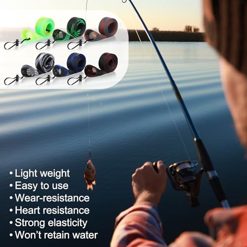12 Pcs Fishing Rod Sleeves and Lure Wraps for Rods Poles (Red)