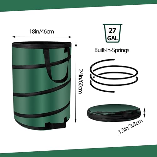 27 Gallons Pop Up Outdoor Camping Trash Can Recycle Bin Leaf Bags (27 Gallons-1Pcs)