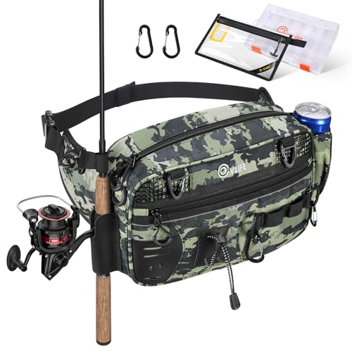Fishing Tackle Bag Waist Pack with Rod Holder