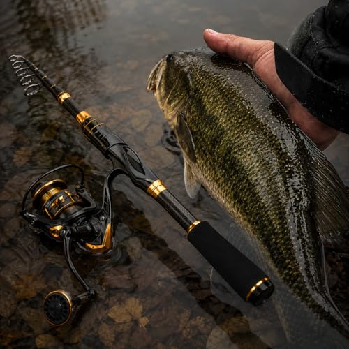 Telescoping Fishing Rod and Reel Combo with Spinning Reel