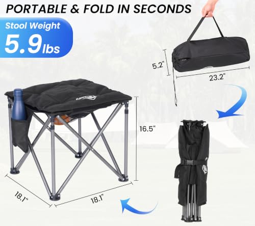 2 Pack Oversized Camping Stool with Removable Padded (All Black / 2 PACK)