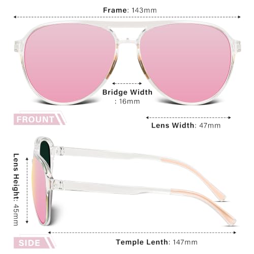 Women's Polarized Aviator Sunglasses Tangle (Clear Pink)