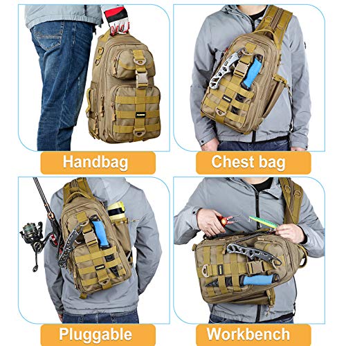 Fishing Backpack Tackle Bag (Khaki Single Backpack)