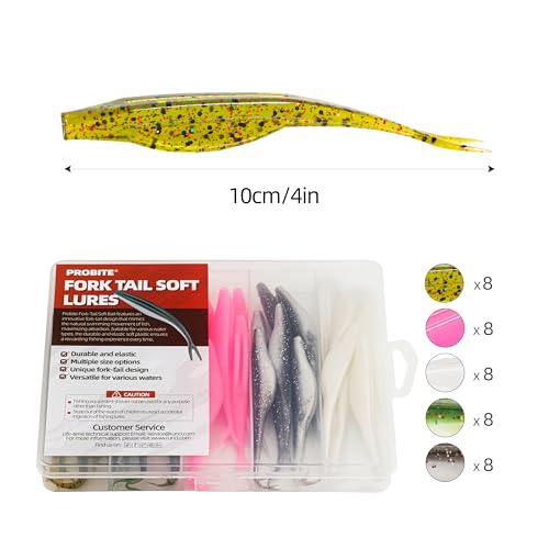 Fork Tail Soft Lures (4 Inch-40pcs / mix color)