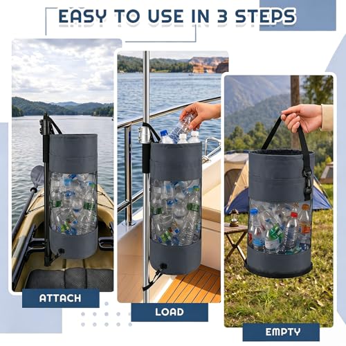 Boat Trash Bag Garbage Can Collapsible Mesh Trash Container (Dark Grey / Classic Style)