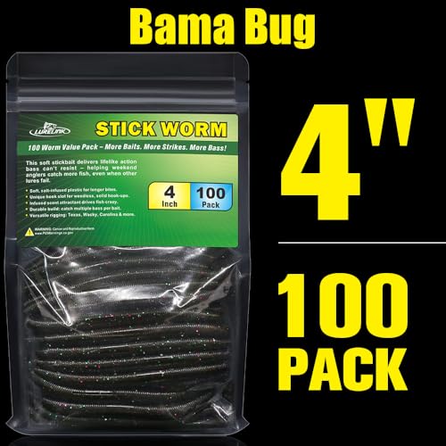 Wacky Worms Soft Plastic for Bass Fishing Lures (5-Bama Bug / 4")