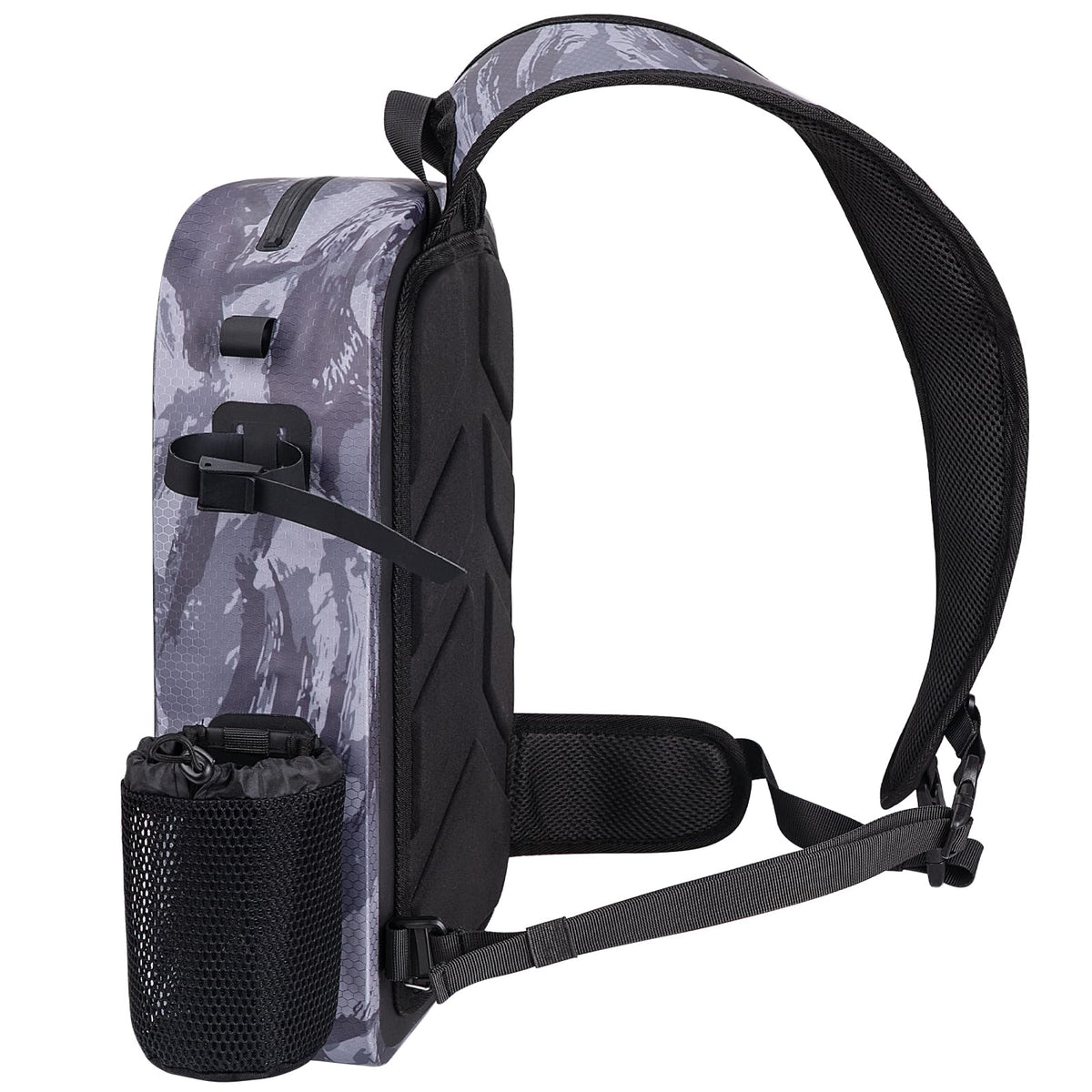IPX8 Waterproof Fishing Backpack with Rod Holder (Camo-sling Bag)