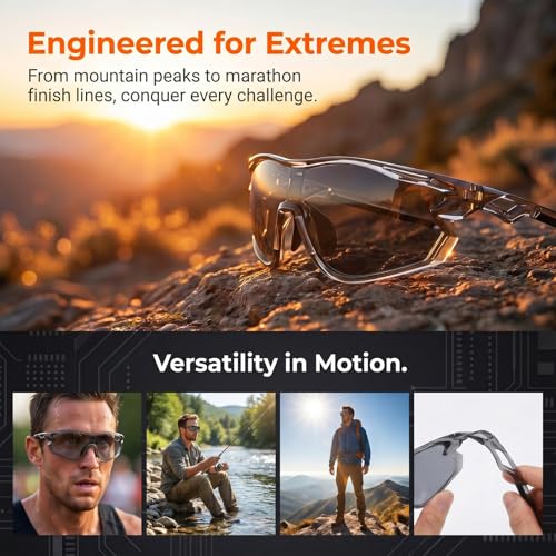 Polarized Sports Sunglasses for Men Women with UV400 Protection for Baseball Cycling Running Driving TR90 Frame (Grey Frame - Silver Mirror Lens)