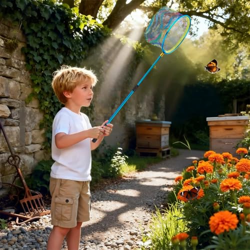 2PCS Telescoping Kids Fishing Net with Handle and Collapsible Bucket Kits