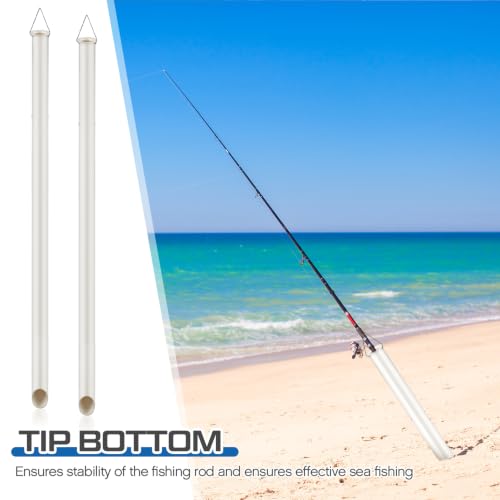 2 Pcs Tubular Sand Spikes for Surf Fishing PVC Surf Shore and Beach Fishing Rod Holder Sand Spike for Beaches (48 Inch)